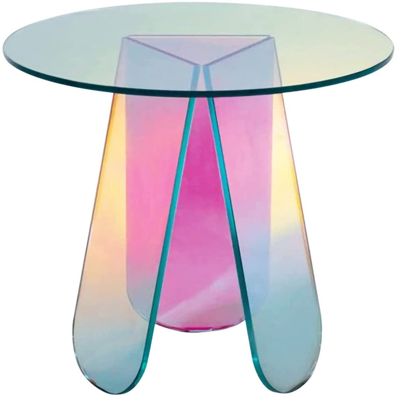 AMYOVE Acrylic Coffee Table Modern Round Glass End Table Side Table - Small