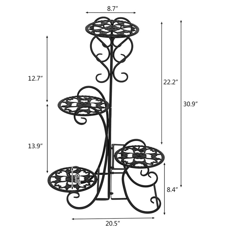 ALICIAN 32.3 inches Plant Stand 4 Potted Metal Shelves Corner Plant Shelf - Square