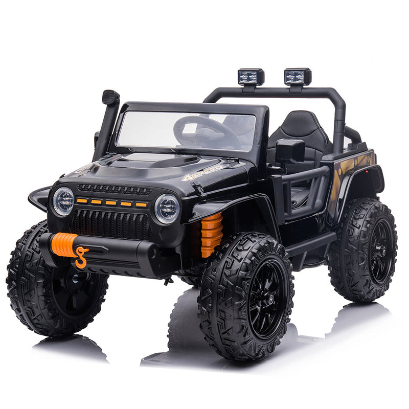 GAOMON 24V Kids 2 Seater Ride On Truck Car Electric Vehicles w/Remote Control, 4-Wheeler Suspension, 4x55W Powerful Engine, 4WD Battery Powered, LED Lights, Soft Braking - Black