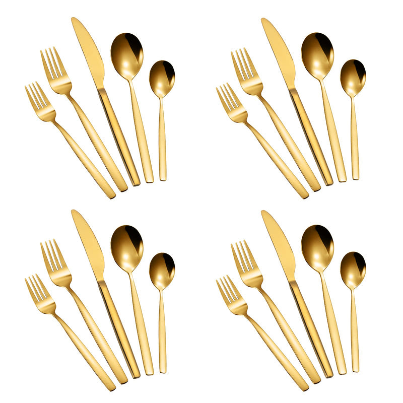 WHIZMAX 20 Piece Stainless Steel Kitchen Flatware Set - Gold