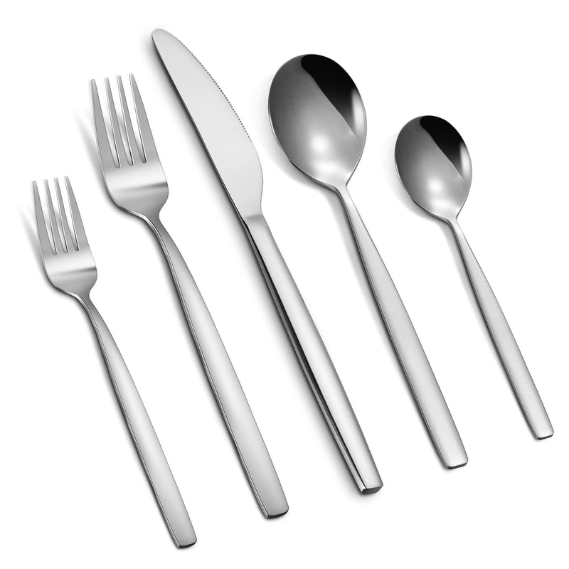 WHIZMAX 20 Piece Stainless Steel Kitchen Flatware Set - Silver