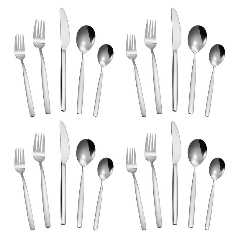 WHIZMAX 20 Piece Stainless Steel Kitchen Flatware Set - Silver