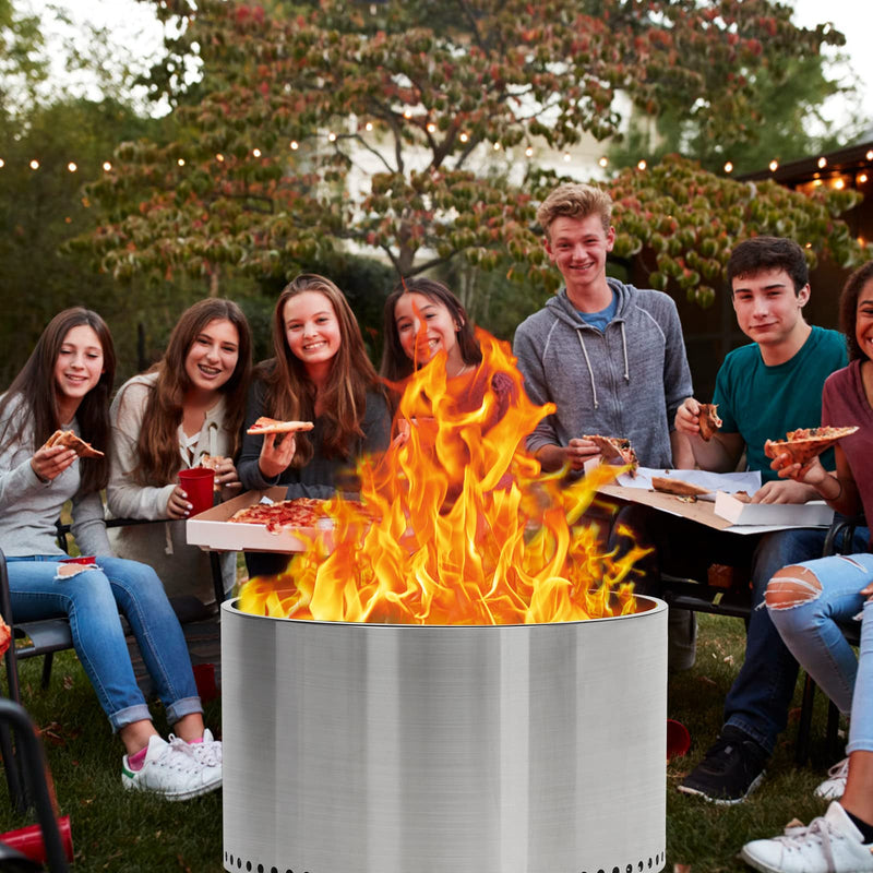 WHIZMAX 20.5 Inch Smokeless Fire Pit For Outdoor Wood Burning Without Handle Portable Stainless Steel Camping Stove