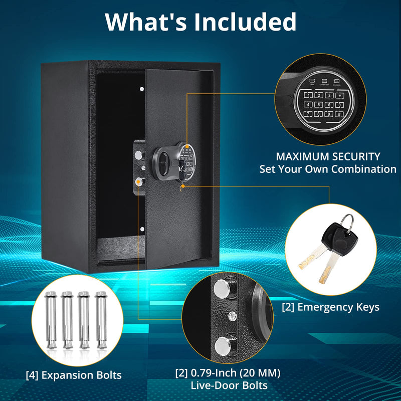 WHIZMAX Security Safe With Digital Keypad Lock 19.6 x 13.7 x 12.2 Inches Steel Safe