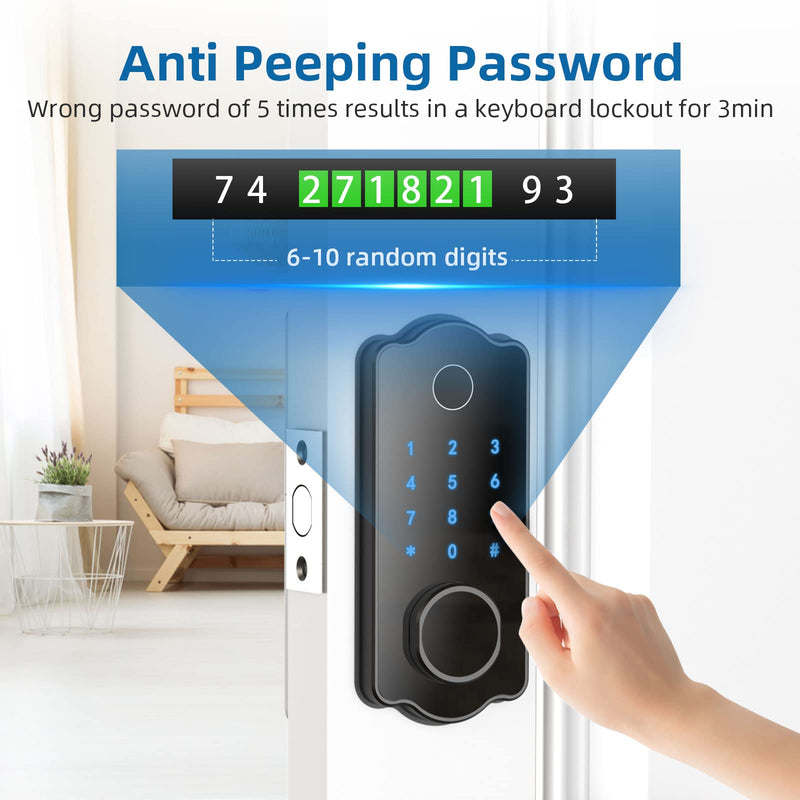 WHIZMAX Keyless Entry Door Lock 5 in 1 Smart Lock Fingerprint Deadbolt