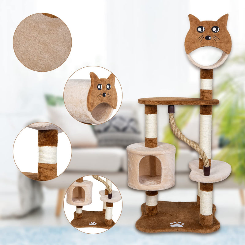 WHIZMAX Cat Activity Tree 50”Multi-Level Wooden Pet Furniture