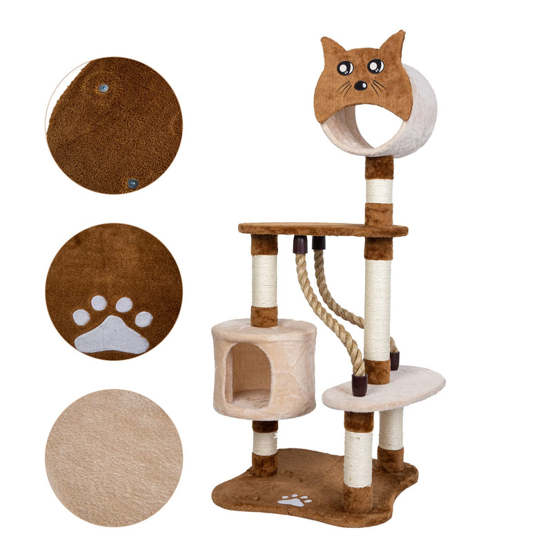 WHIZMAX Cat Activity Tree 50”Multi-Level Wooden Pet Furniture