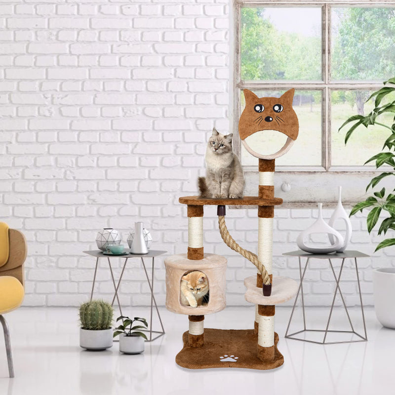 WHIZMAX Cat Activity Tree 50”Multi-Level Wooden Pet Furniture