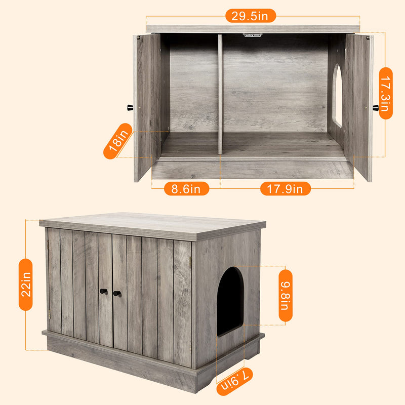 WHIZMAX Cat Litter Box Enclosure Hidden Wooden Cat House