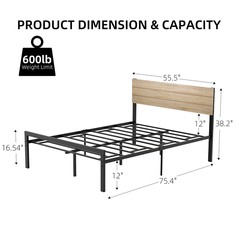 WHIZMAX Full Size Bed Frame with Wood Headboard