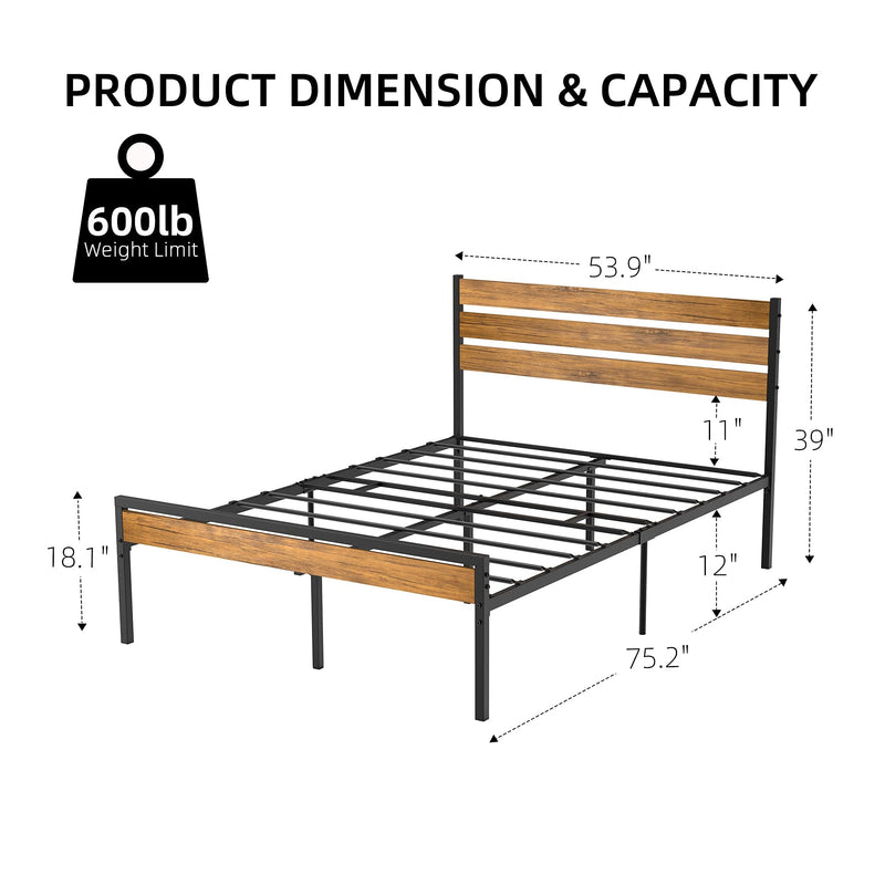 WHIZMAX Full Size Bed Frame with Wood Headboard