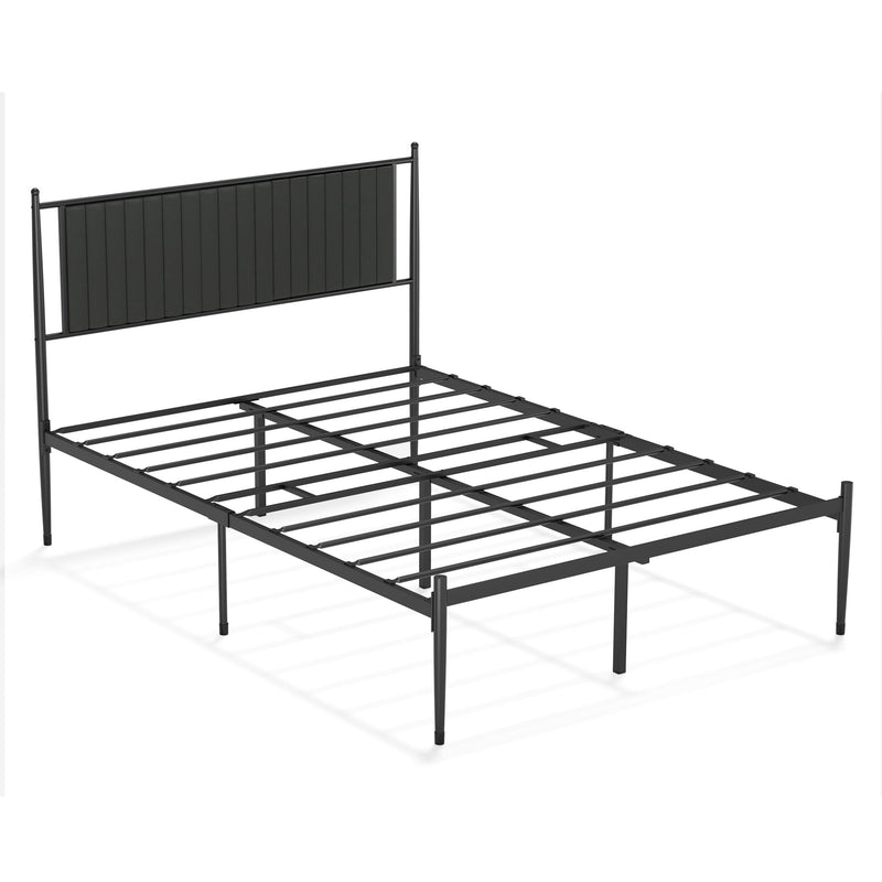 WHIZMAX Full Size Metal Platform Bed Frame with Upholstered Headboard