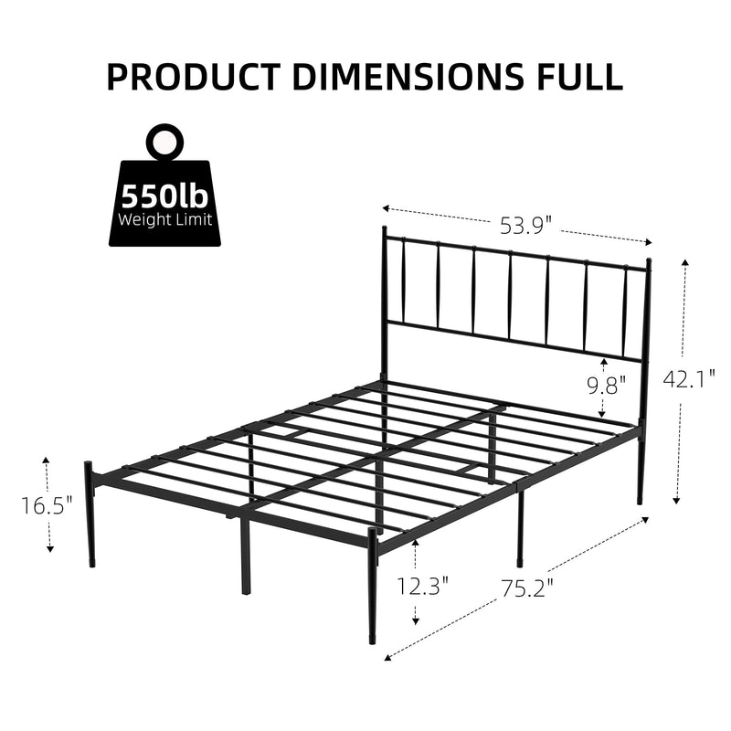 WHIZMAX Full Size Metal Platform Bed Frame with Headboard