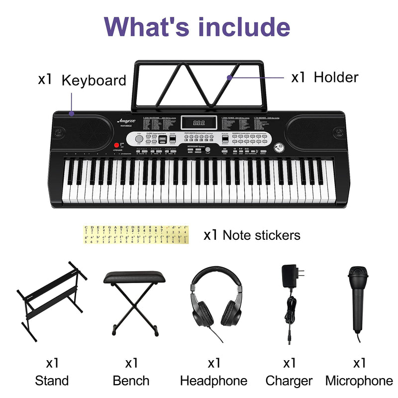 WHIZMAX Musical Instrument 61-Key Beginners Electric Keyboard Piano