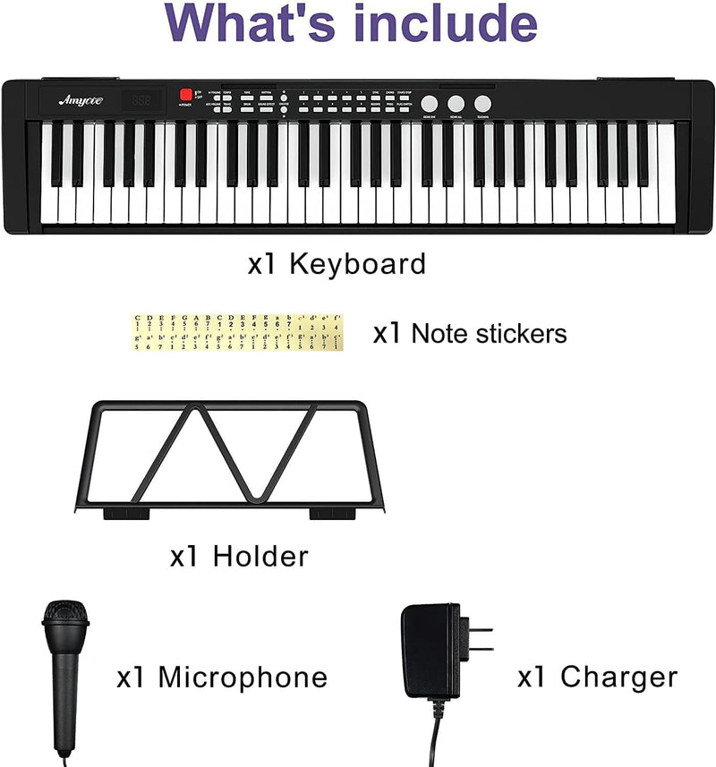 WHIZMAX Musical Instrument 61-Key Beginners Electric Keyboard Piano