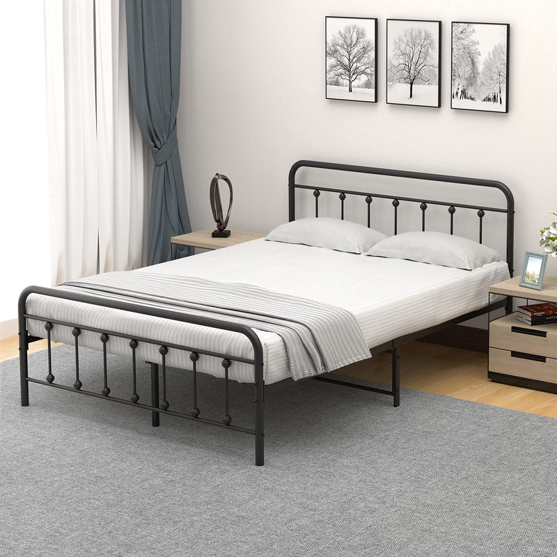 WHIZMAX Queen Size Metal Bed Frame with Victorian Headboard