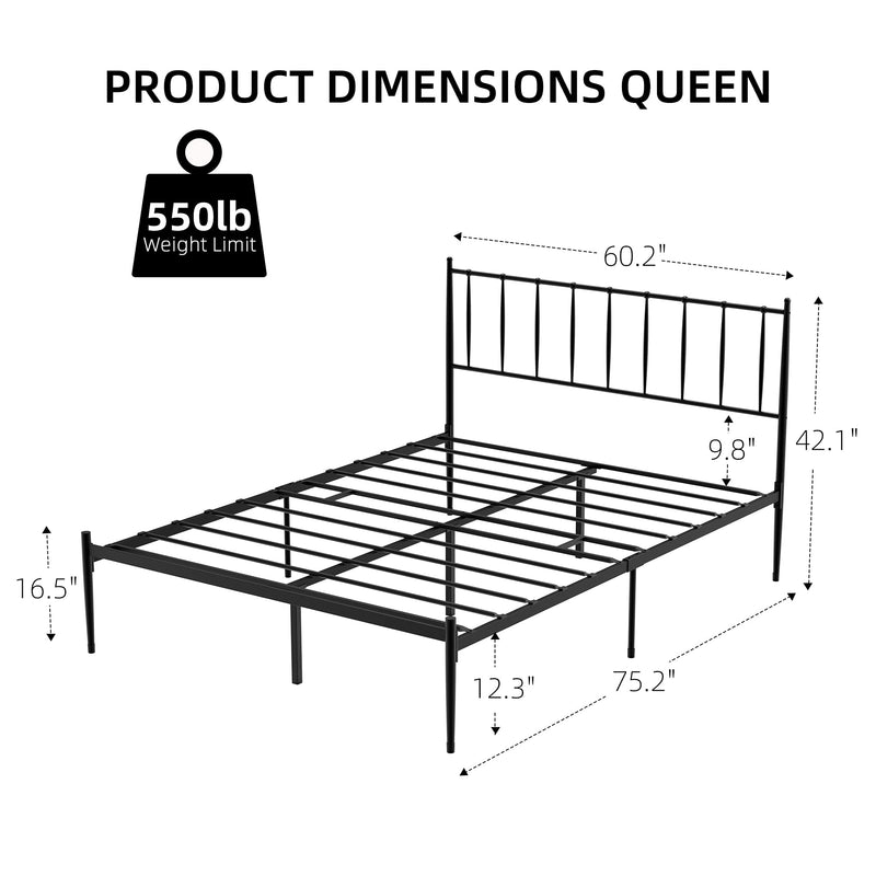 WHIZMAX Queen Size Metal Platform Bed Frame with Headboard