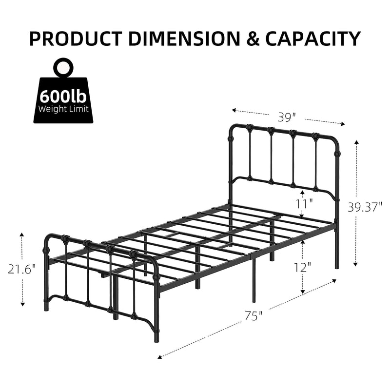 WHIZMAX Twin Size Metal Bed Frame Platform Bed