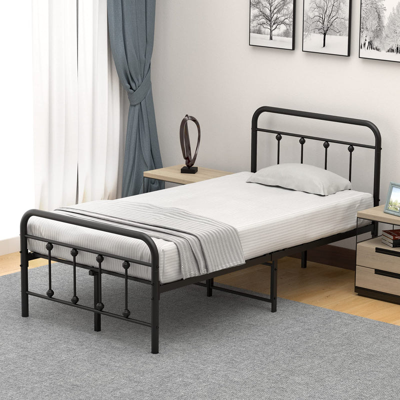 WHIZMAX Twin Size Metal Bed Frame with Victorian Headboard