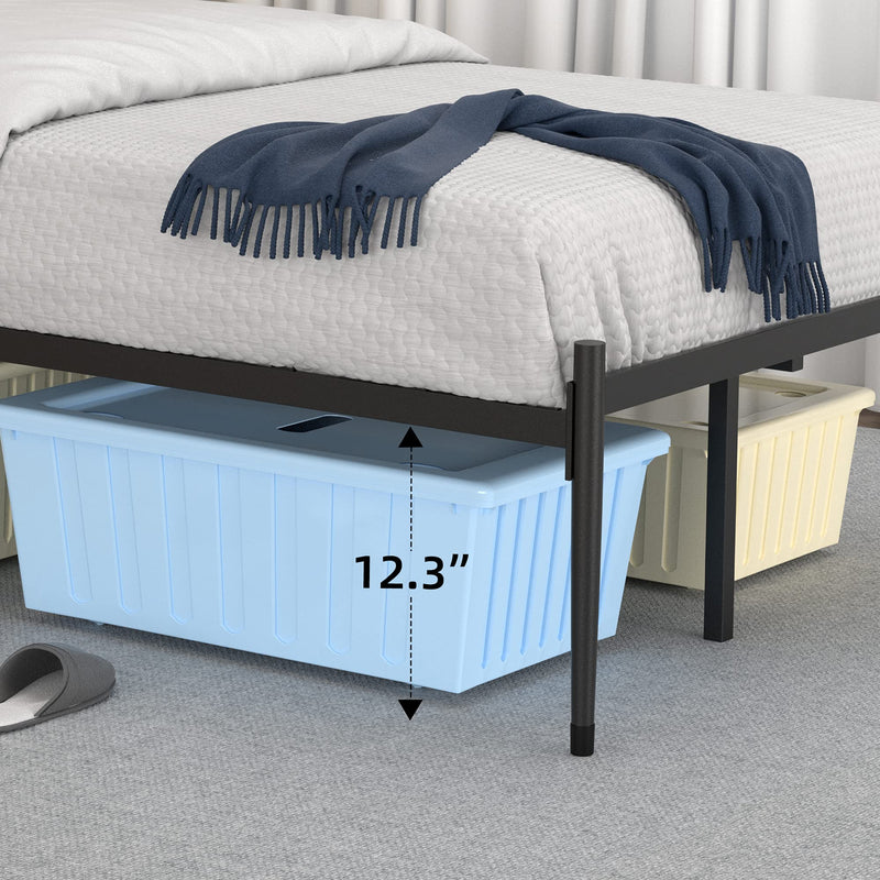 WHIZMAX Twin Size Metal Platform Bed Frame with Upholstered Headboard