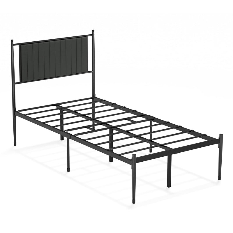 WHIZMAX Twin Size Metal Platform Bed Frame with Upholstered Headboard