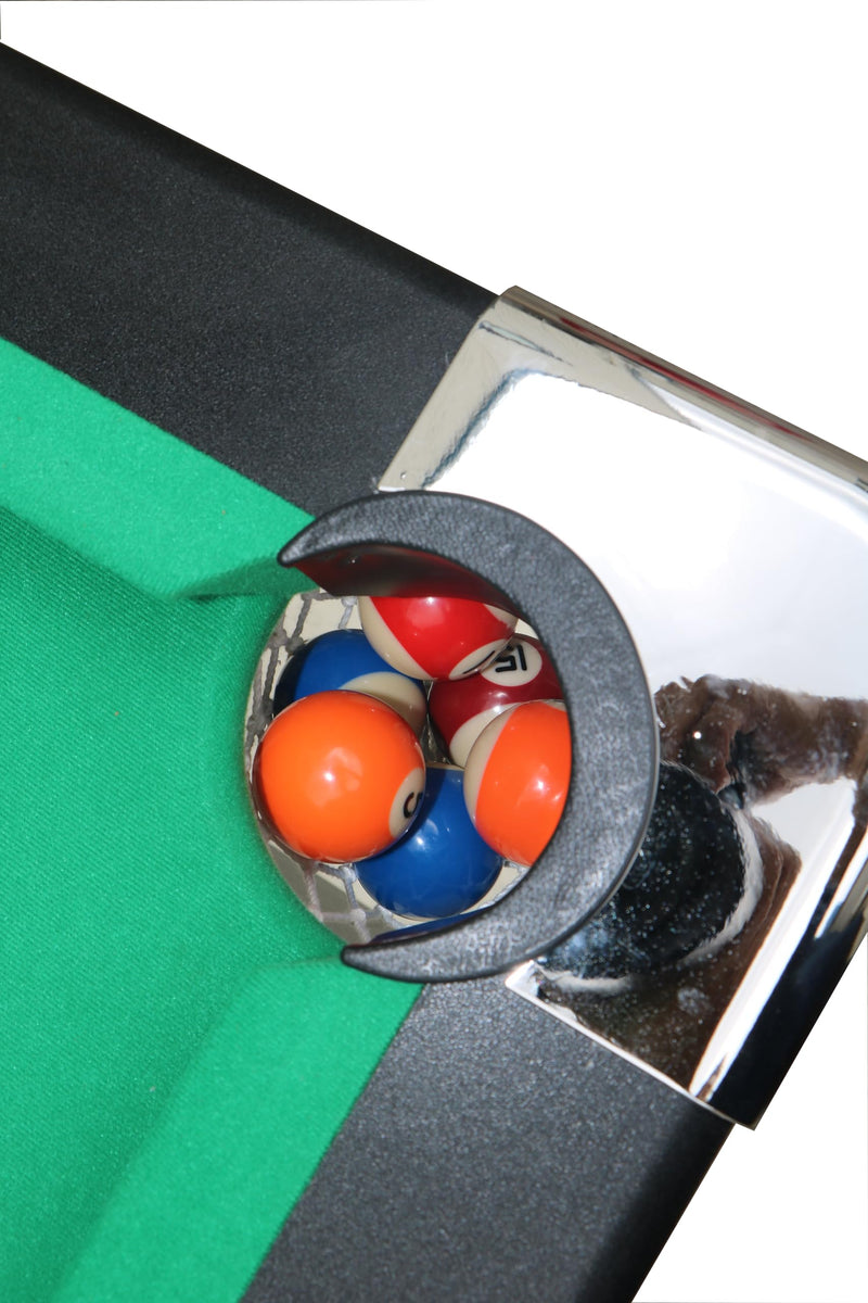 GAOMON Portable Pool Table Kit with Billiard Balls Triangle Rack Chalk Brush Steel Billiard Table Indoor Game Table Green Cloth Black 5.5 Ft