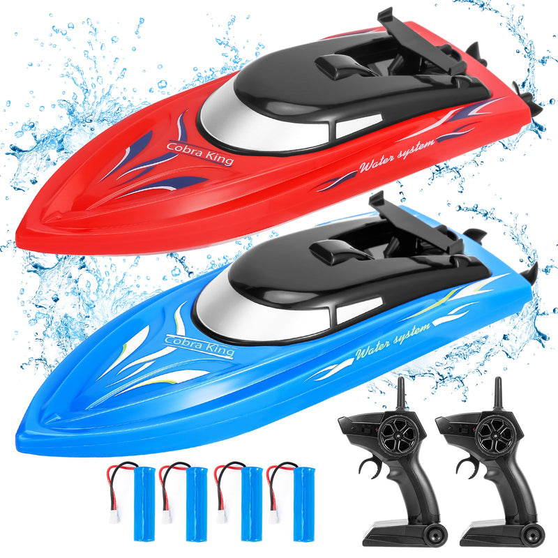 WHIZMAX 2PACK 10km/H 2.4G High Speed Remote Control Boats (Blue+Red)