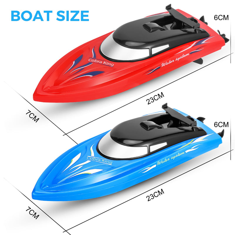 WHIZMAX 2PACK 10km/H 2.4G High Speed Remote Control Boats (Blue+Red)