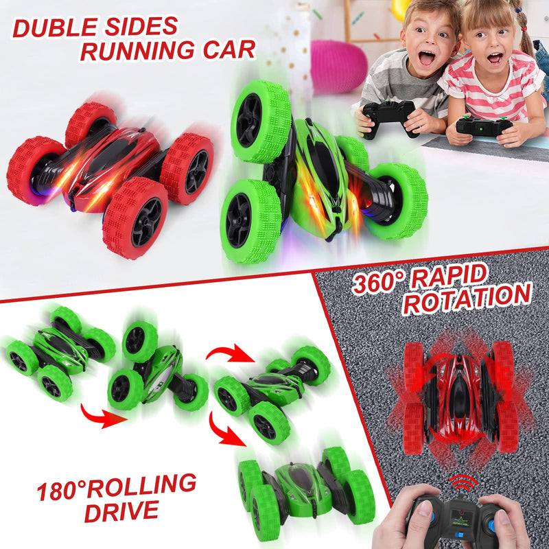 WHIZMAX 2Pack RC Stunt Car Watch Gesture Sensor Car Green+Red