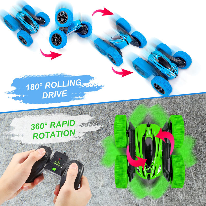 WHIZMAX 2Pack RC Stunt Car Watch Gesture Sensor Car Blue+Green