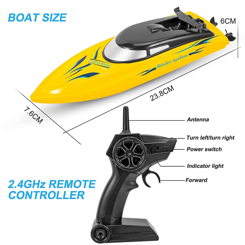 WHIZMAX 2PACK 10km/H 2.4G High Speed Remote Control Boats Blue+Yellow