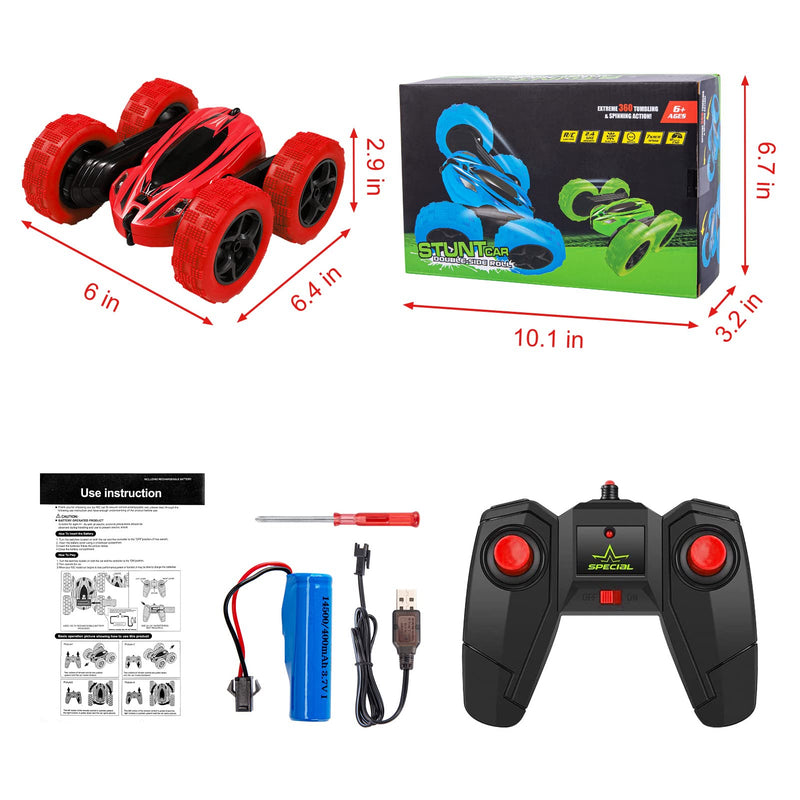 WHIZMAX Remote Control Car 1165A RC Stunt Car Toy Double Sided 360 Rotating Vehicle Red