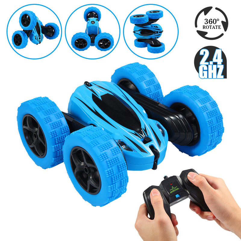 WHIZMAX Remote Control Car 1165A RC Stunt Car Toy Double Sided 360 Rotating Vehicle Blue