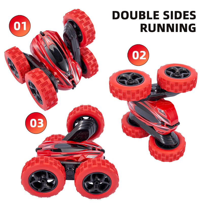 WHIZMAX Remote Control Car 1165A RC Stunt Car Toy Double Sided 360 Rotating Vehicle Red