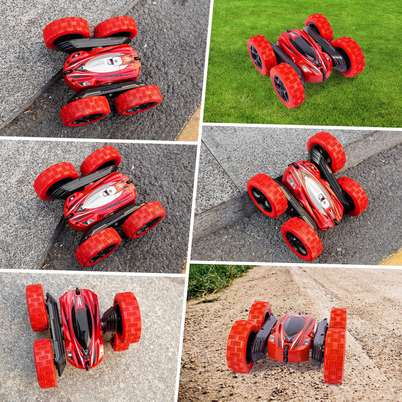 WHIZMAX Remote Control Car 1165A RC Stunt Car Toy Double Sided 360 Rotating Vehicle Red