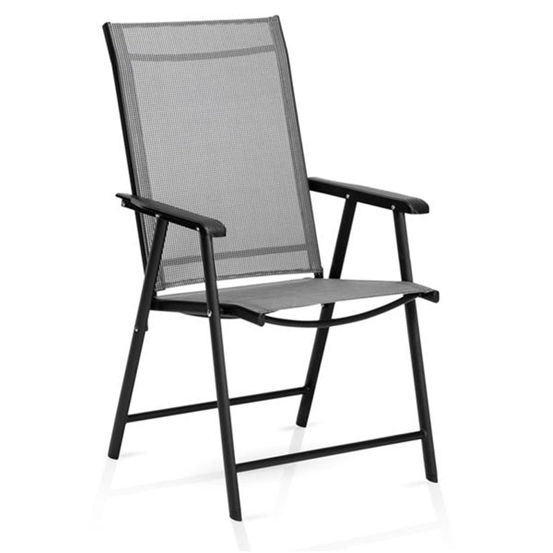 ALICIAN 4pcs/set Portable Folding Chairs with Armrests Grey