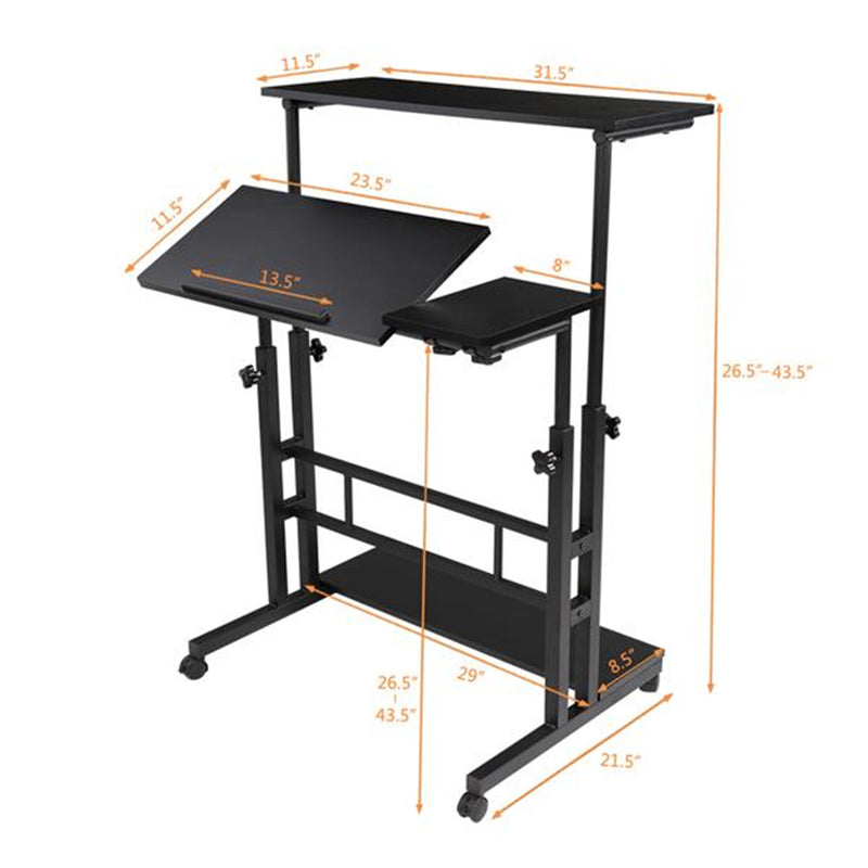 AMYOVE Standing Lifting Computer Table Height Adjustable Laptop Desk Black