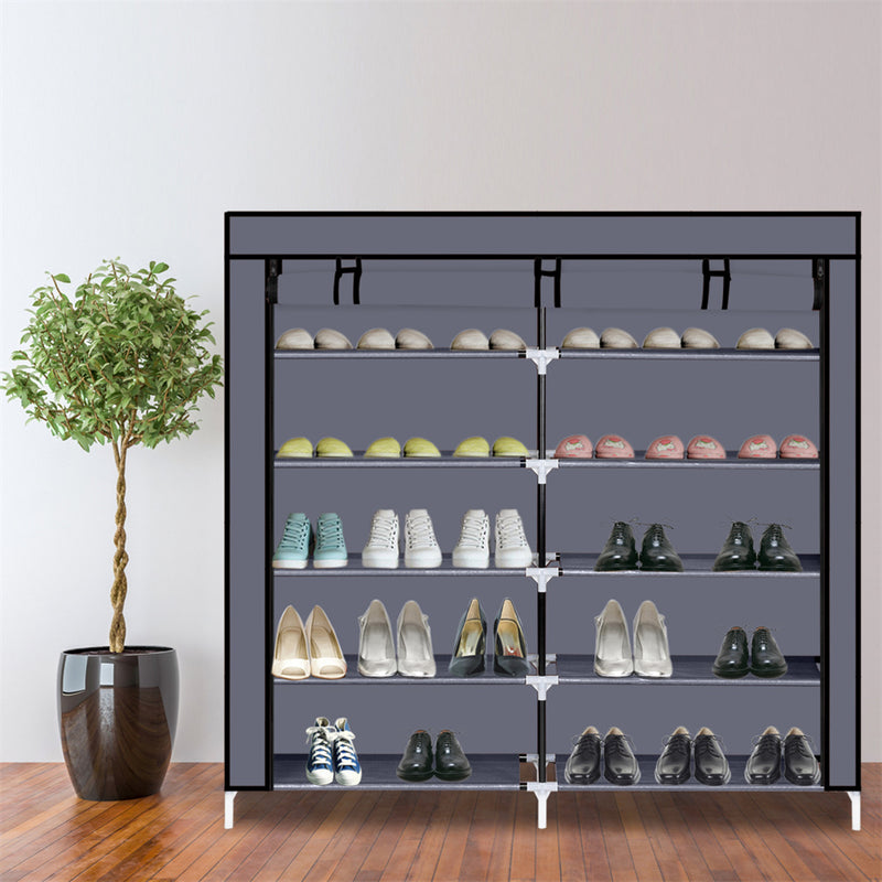 RONSHIN 7 Layers 14 Grids Shoe Cabinet Storage Rack 110*28*115cm GREY