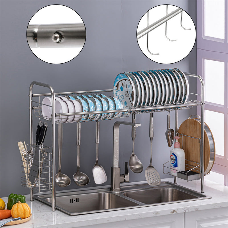 RONSHIN Single Layer Bowl Rack Shelf Dish Drainer Kitchen Organizer Silver