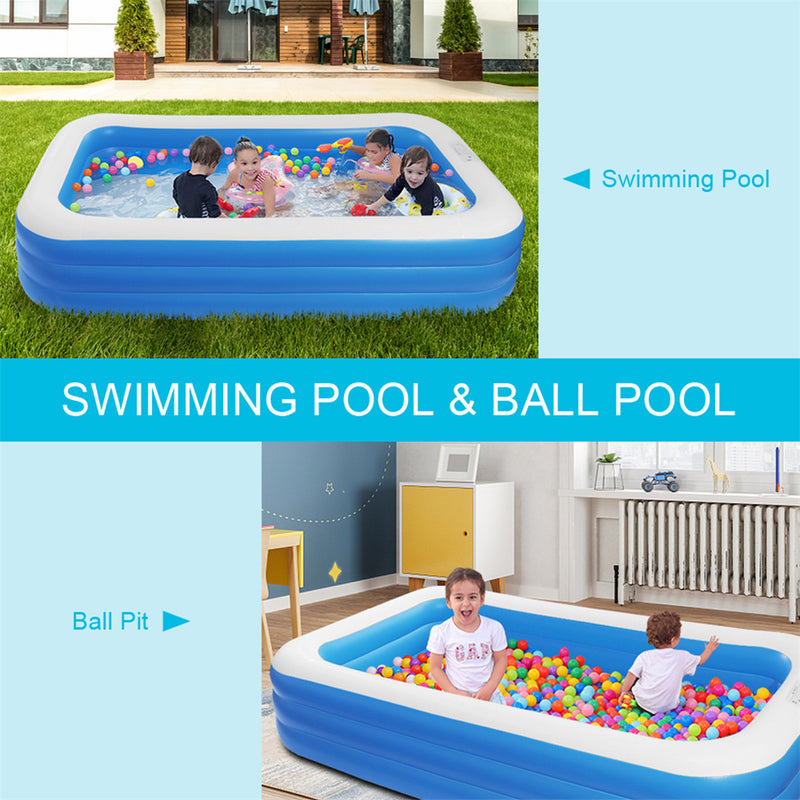 THBOXES 120*72*22in Inflatable Swimming Pool Wall 3 Layers Cuboid Pool Blue