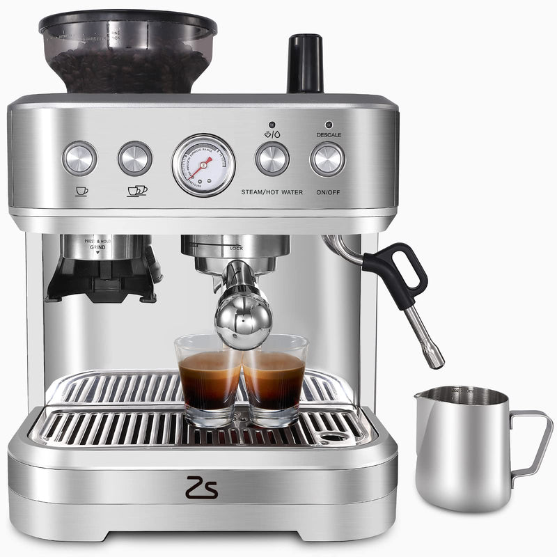 ZSTAR Espresso Machine with Milk Frother and Grinder 15 Bar Automatic Espresso Coffee Machine Coffee Maker