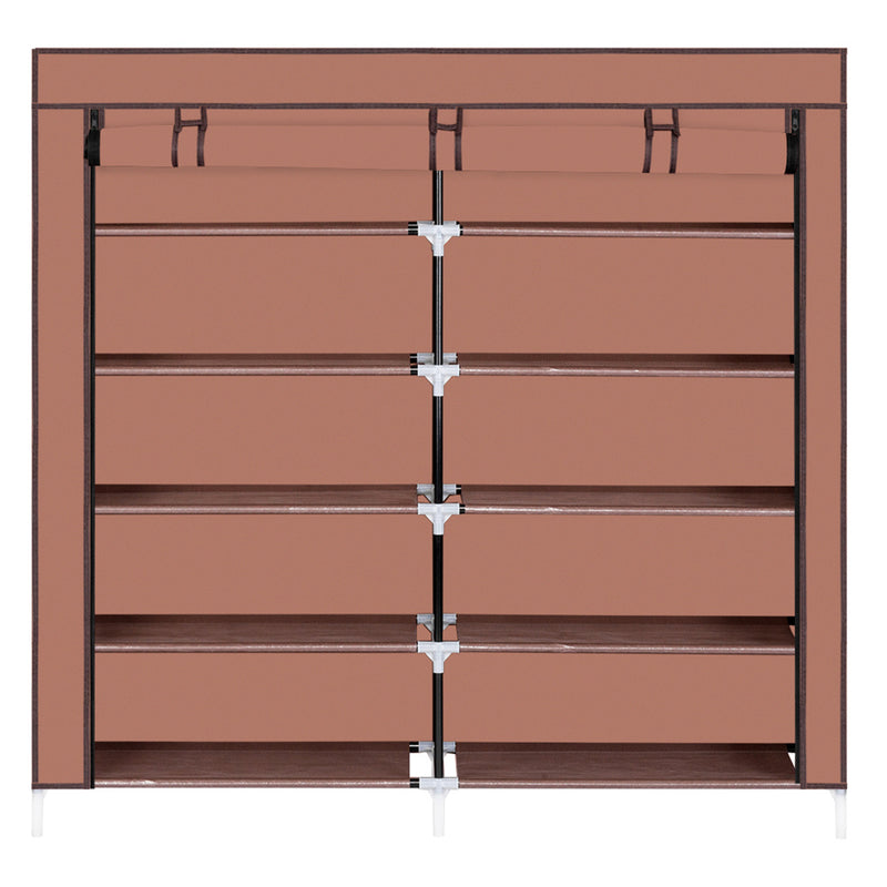 RONSHIN 7 Layers 14 Grids Shoe Rack Portable Shoe Cabinet Brown