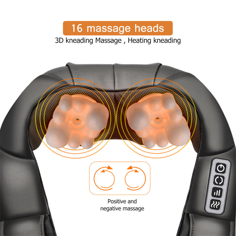 DSSTYLES U-shaped Shoulder Neck Massager 3-speed Rolling Kneading Massager Black