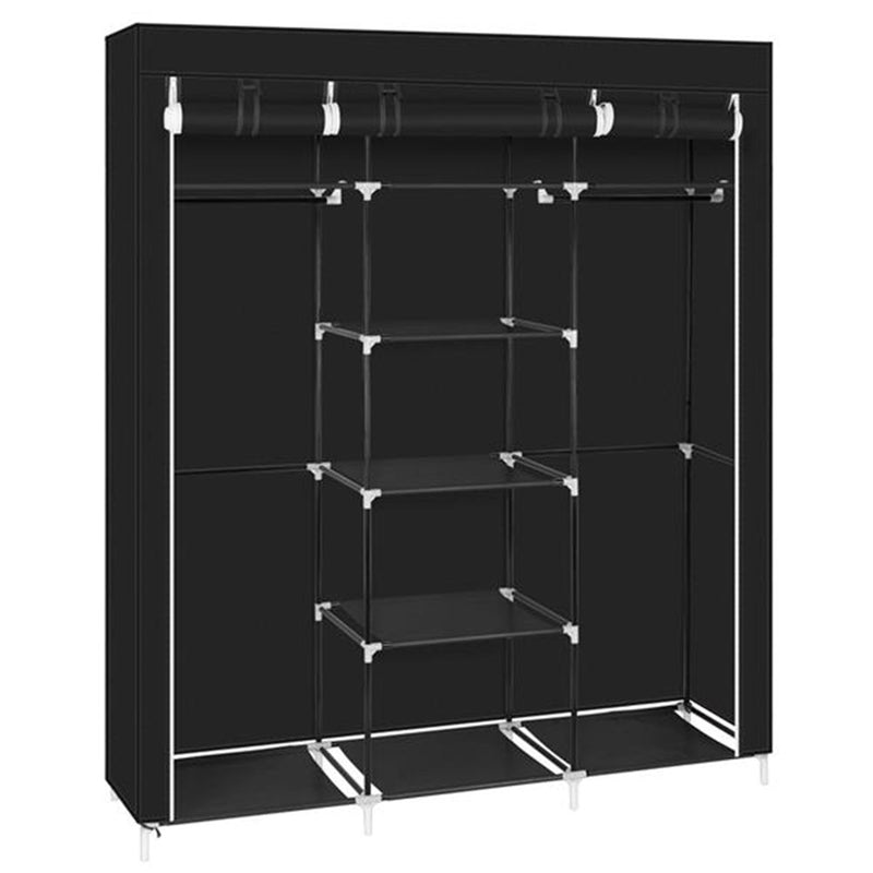 RONSHIN 150*45*175 Portable Clothes Closet Wardrobe Clothes Storage Organizer Black