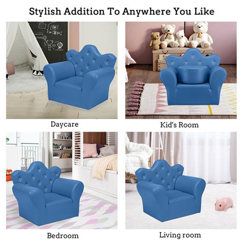 ALICIAN Children Sofa 58*38*48cm Solid Wood Composite Board Rectangular Sofa Blue