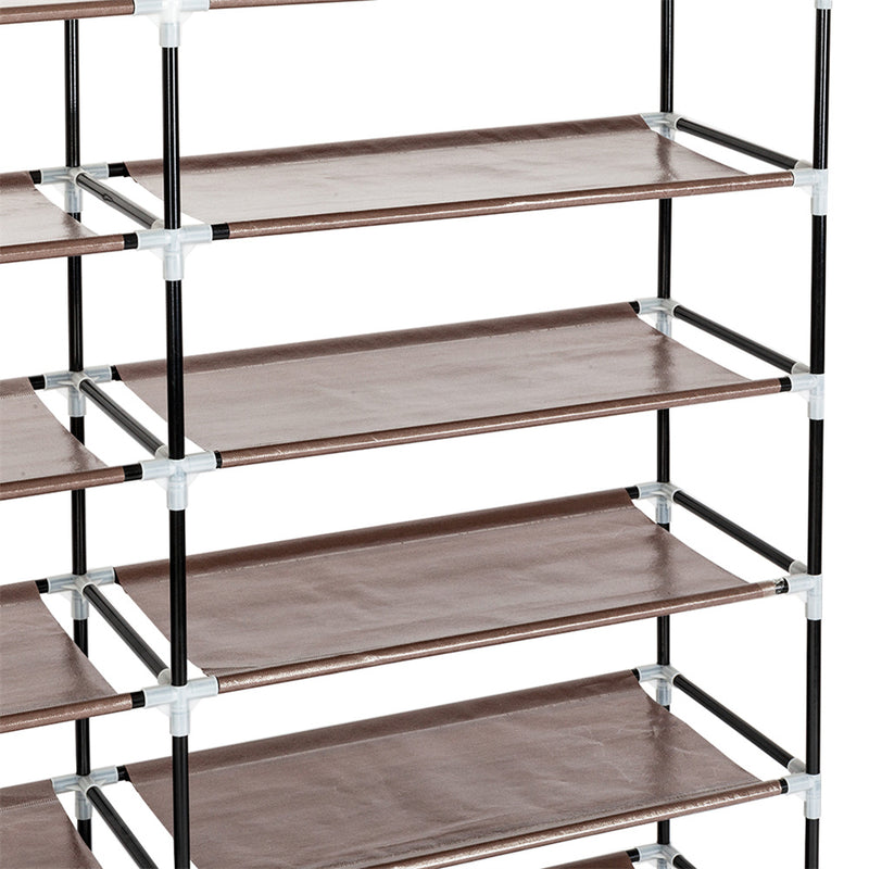 RONSHIN 7 Layers 14 Grids Shoe Rack Cabinet 110*28*115cm Storage Dark Brown