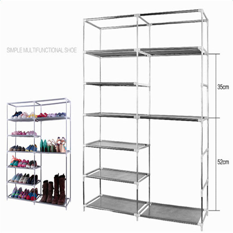 RONSHIN Double Row 9 Grid Shoe Rack Boots Cabinet Shoe Organizer GREY