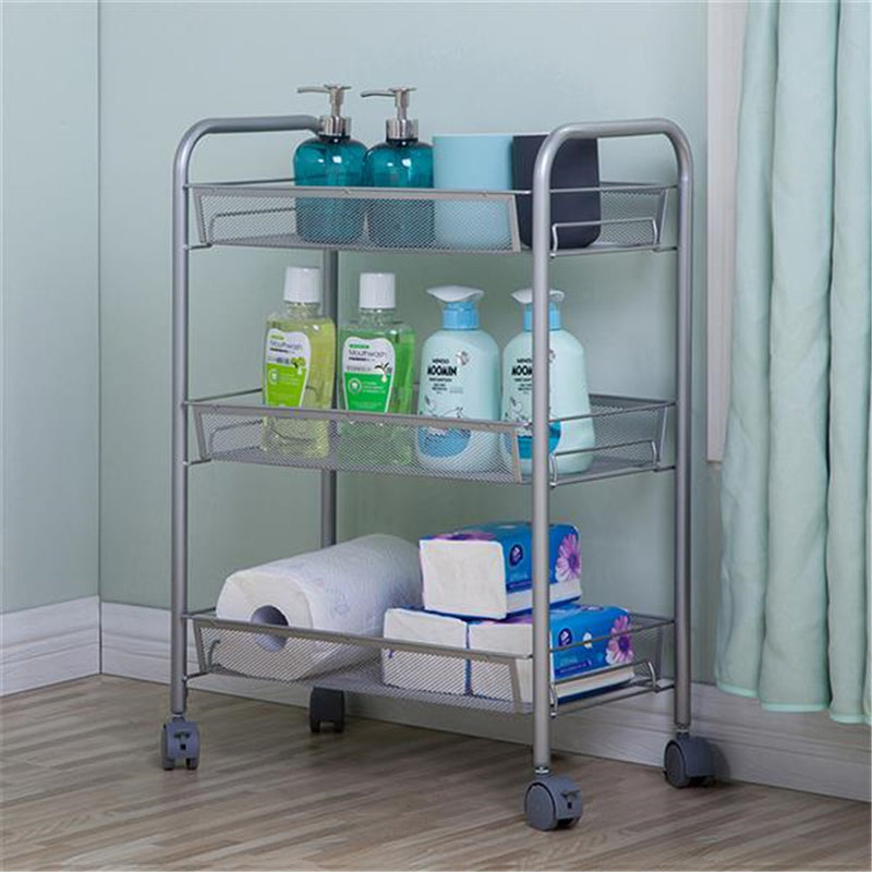 RONSHIN 3 Layer Removable Storage Cart 44 x 26 x 62cm Silver