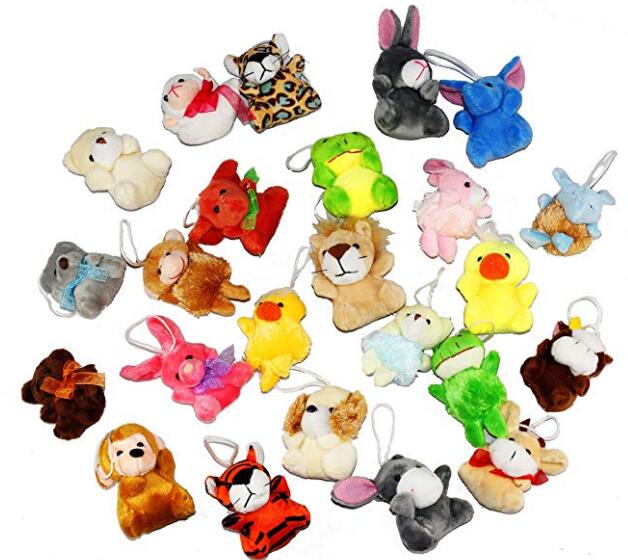 THINKMAX Toy 24PCS Mini Animal Plush Toy Keychain Pendant Set