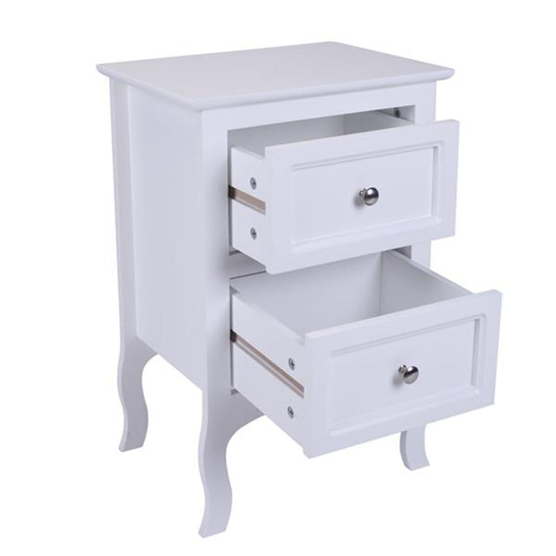 AMYOVE Nightstand with 2 Drawer Side End Wood Bedside Tables White